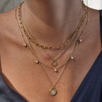 Stainless steel rhinestone star pendant, sophisticated design, layered necklace, colorfast.