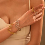 Stainless steel 18K gold plated bracelet ring with non-fading gold engraving