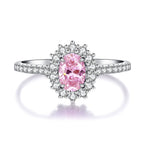 925 Sterling Silver Pink High Carbon Diamond Crush Ice Flower Ring