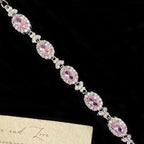 Pink zircon strawberry four-leaf clover copper alloy bracelet