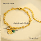 Stainless steel teardrop zircon pearl pendant round bracelet for women