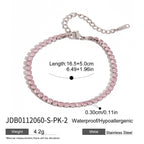 Pink diamond heart-shaped zircon stainless steel bracelet