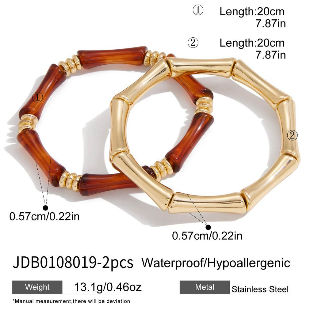 Maillard Acrylic Bamboo UV-plated Gold Resin Bracelet