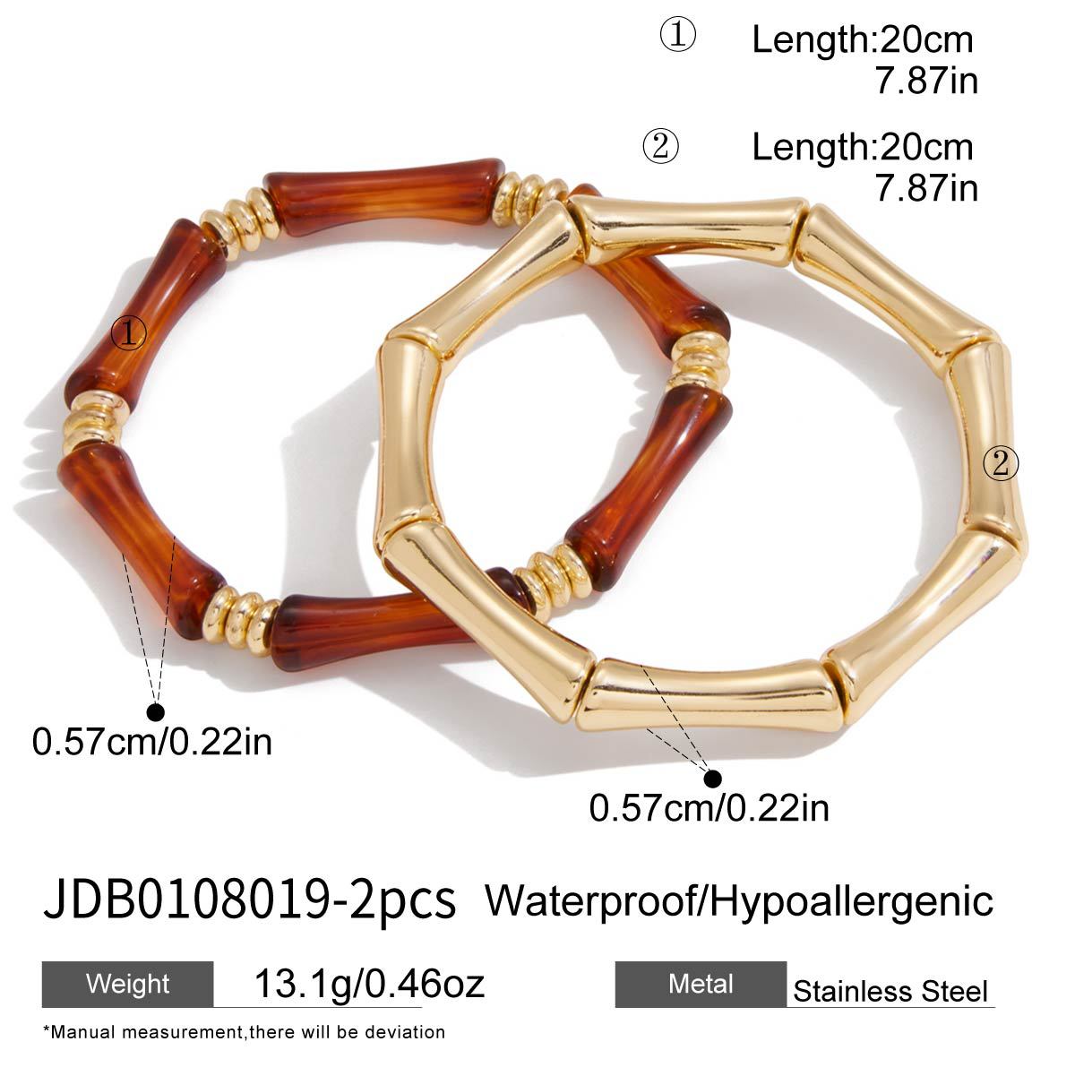 Maillard Acrylic Bamboo UV-plated Gold Resin Bracelet