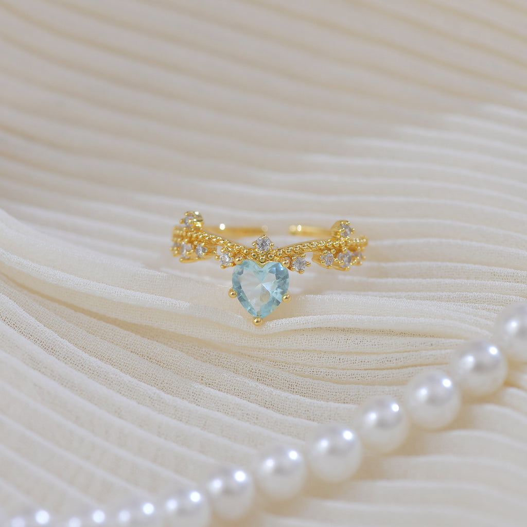 French-style teardrop-shaped, exquisite, light luxury sea blue long copper alloy earrings