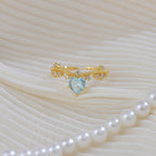 French-style teardrop-shaped, exquisite, light luxury sea blue long copper alloy earrings