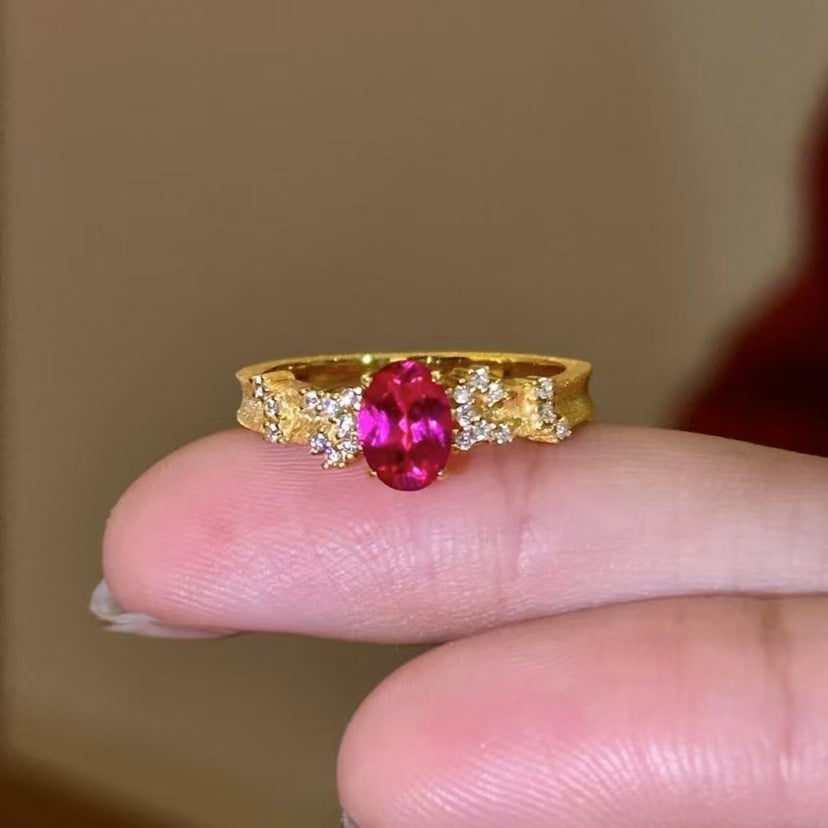 Starry Sky Diamond Pigeon Egg Copper Alloy Ring