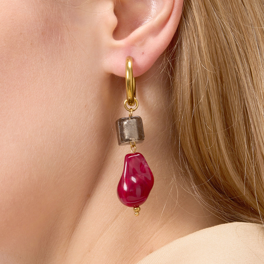 Resin-inspired luxury stainless steel earrings