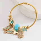 Vintage Butterfly Heart Four-Leaf Clover Stainless Steel Bracelet