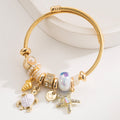 Vintage Beach Vacation Style Diamond-Studded Stainless Steel Bracelet