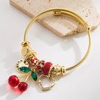 Vintage Gold Crystal Beaded Stainless Steel Bracelet