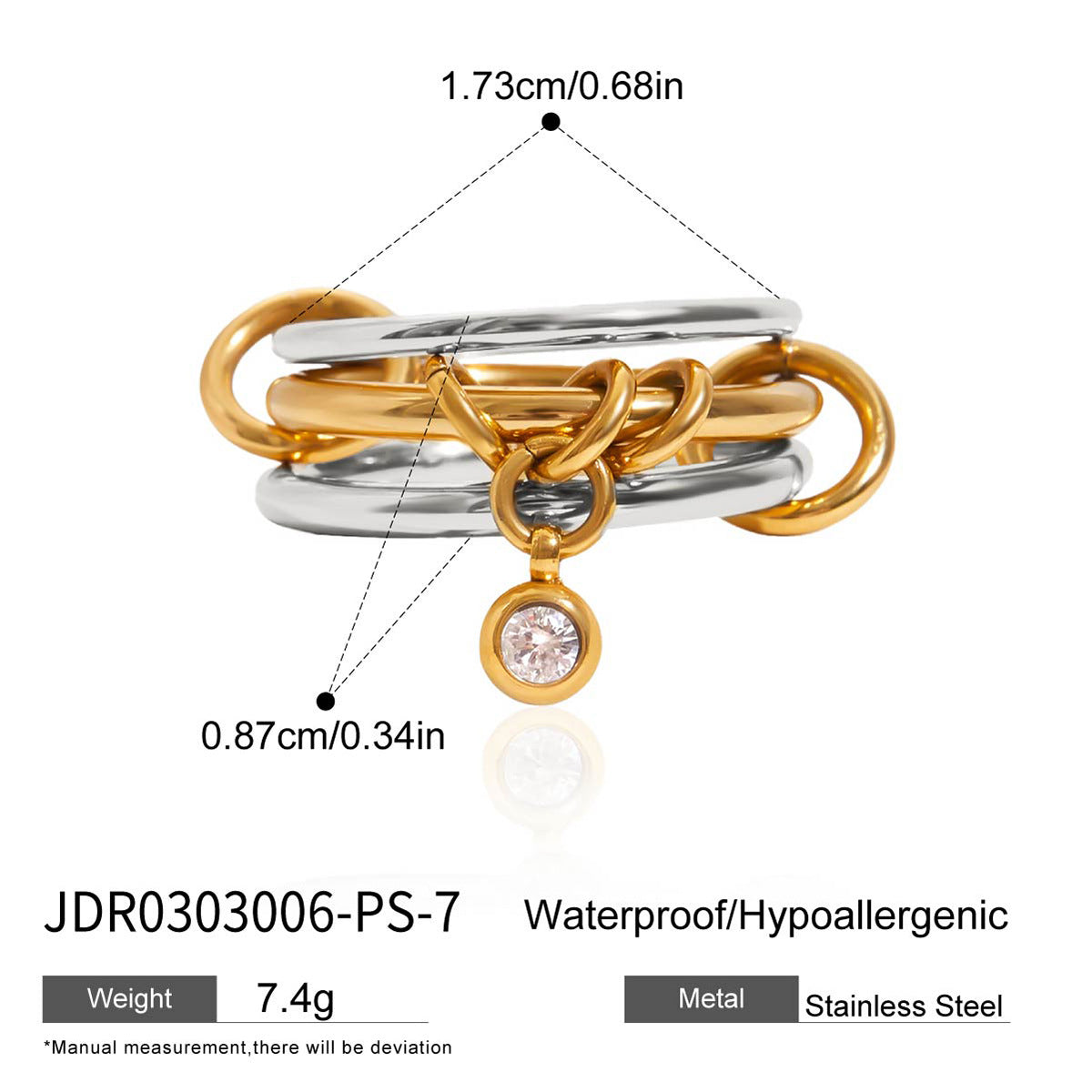 Zircon plain band ring that won't fade even when layered.