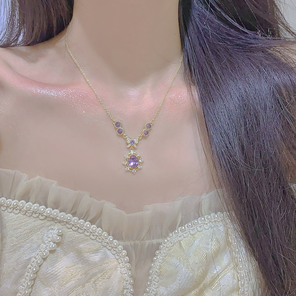 Purple Zircon Lavender Manor Series Butterfly Copper Alloy Set