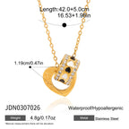 Rhinestone Stainless Steel Circle Lucky Bead Necklace