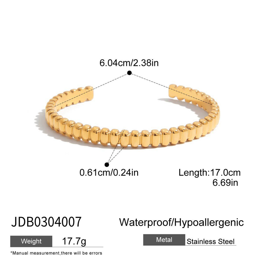 18k gold pearl stacked stainless steel bracelet