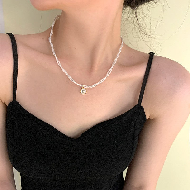 Natural mother-of-pearl aquamarine copper alloy bracelet