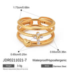 Three-piece stacked stainless steel ring set with niche design