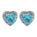 Classic Ocean Heart Inlaid Blue Zircon Copper Alloy Set