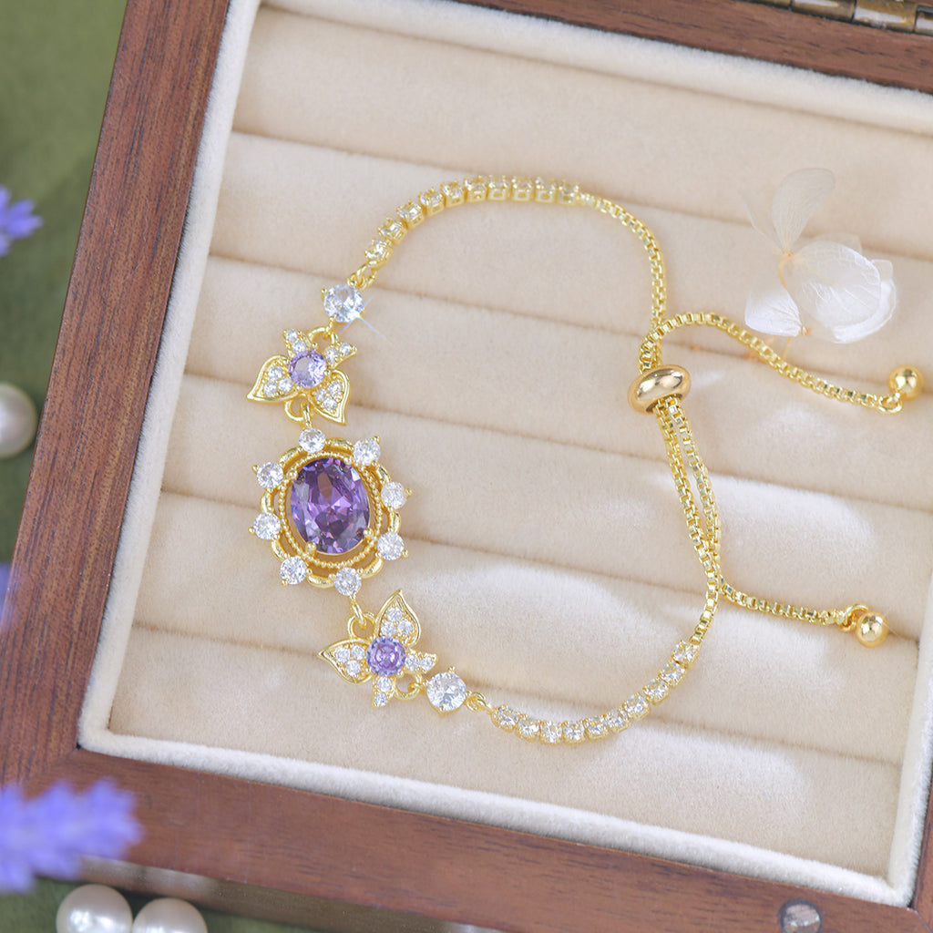 Purple Zircon Lavender Manor Series Butterfly Copper Alloy Set