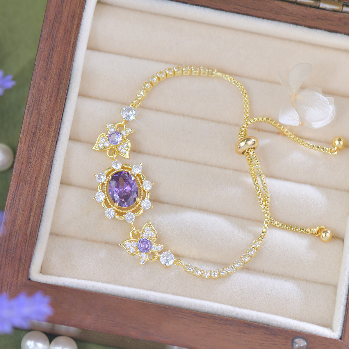 Purple Zircon Lavender Manor Series Butterfly Copper Alloy Set