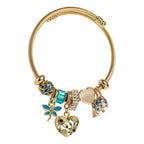 Vintage Heart with Diamonds Stainless Steel Bracelet