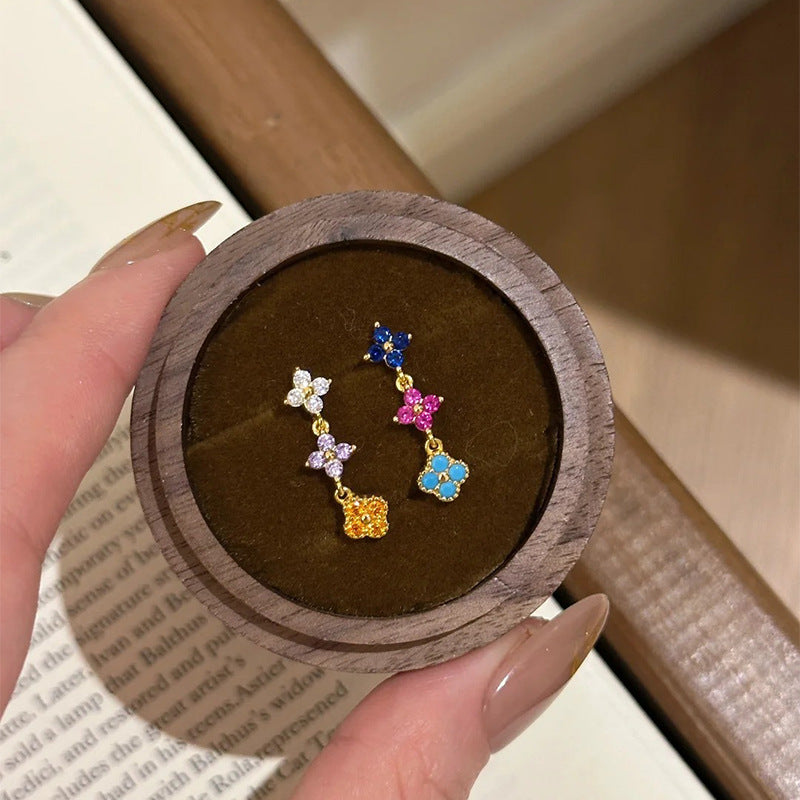 25 Sterling Silver Colored Four-Leaf Clover Dopamine Four-Leaf Clover Set