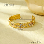 French vintage style natural stone angel eye diamond-encrusted stainless steel bracelet that won't fade.