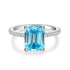 925 Sterling Silver Blue High Carbon Diamond Crush Ice Flower Ring