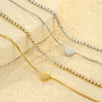 Niche high-end stainless steel double-layer heart-shaped zircon stacked bracelet