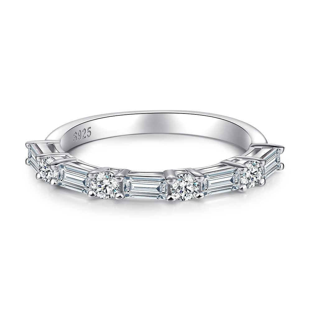 925 Sterling Silver High Carbon Diamond Full Diamond Stackable Ring