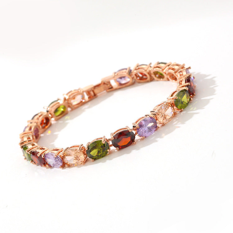 Rainbow Zircon Copper Alloy Bracelet