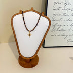 Maillard color natural tiger's eye pendant copper alloy necklace