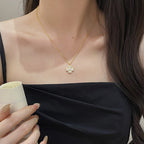 925 Sterling Silver Four-Leaf Clover Heart Zirconia Necklace