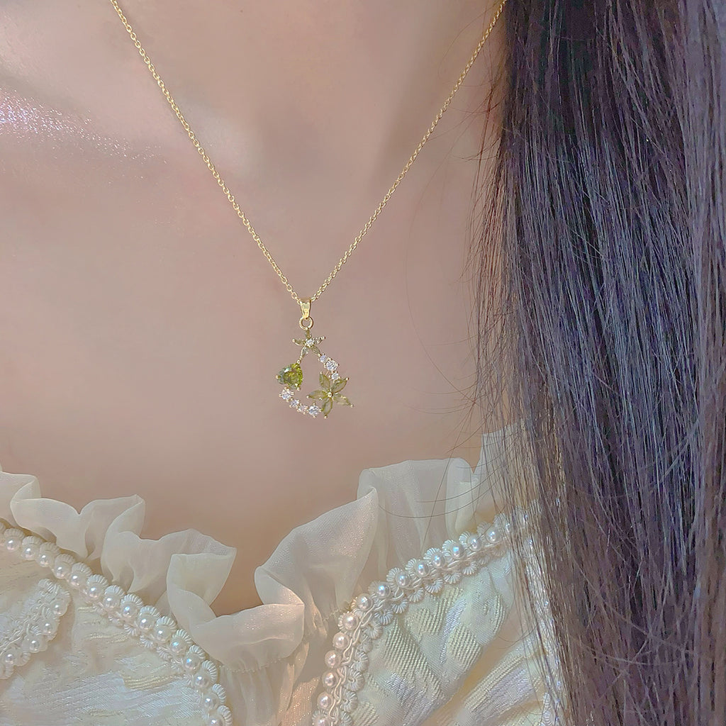 Olive Green Exquisite Zircon Copper Alloy Set