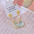 French Water Drop Exquisite Light Luxury Sea Blue Long Copper Alloy Earrings