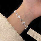 Micro-pave zircon four-leaf clover manta rose crystal pearl bracelet