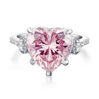 925 Sterling Silver Pink High Carbon Diamond Crush Ice Flower Ring