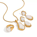 Stainless steel pearl light luxury high-end feeling clavicle chain ring earrings