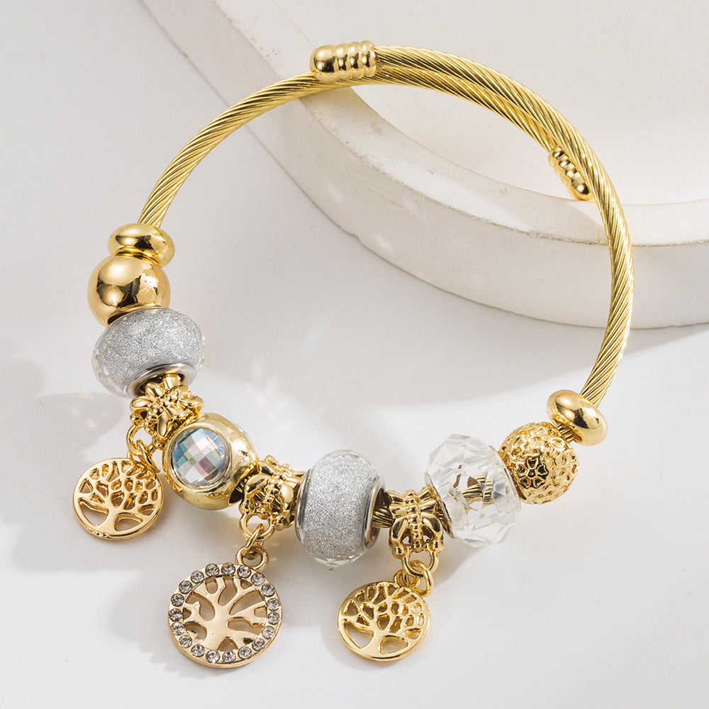 Vintage Gold Tree of Life Stainless Steel Bracelet