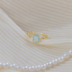 French-style teardrop-shaped, exquisite, light luxury sea blue long copper alloy earrings