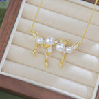 Golden Leaf Zircon Pearl Copper Alloy Set