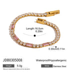 Pink diamond heart-shaped zircon stainless steel bracelet