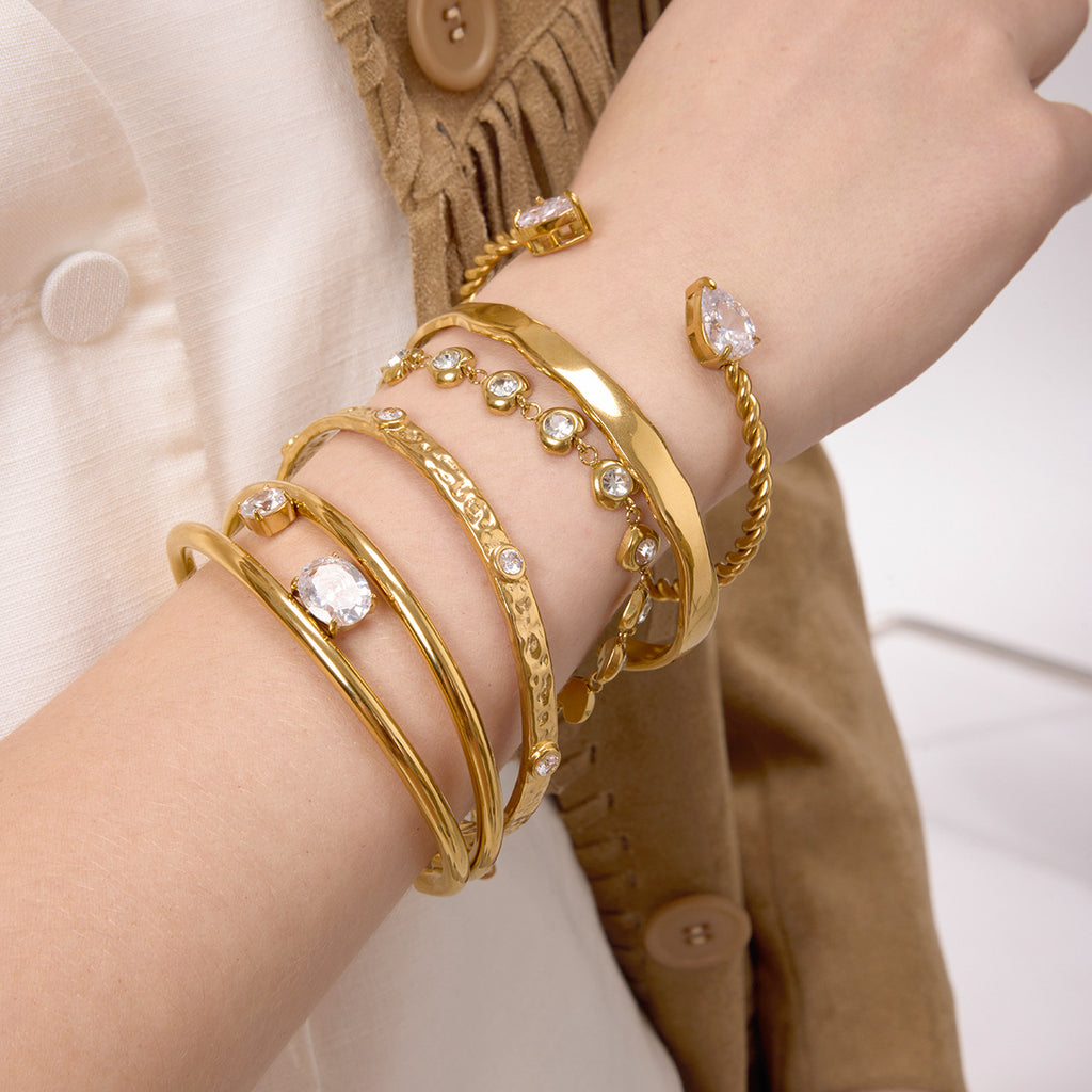 Zircon colorfast 18k gold stainless steel bracelet