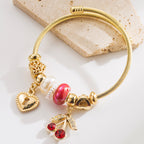 Vintage Gold Crystal Beaded Stainless Steel Bracelet