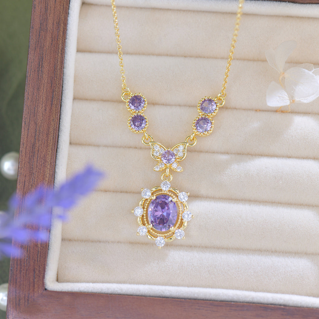 Purple Zircon Lavender Manor Series Butterfly Copper Alloy Set