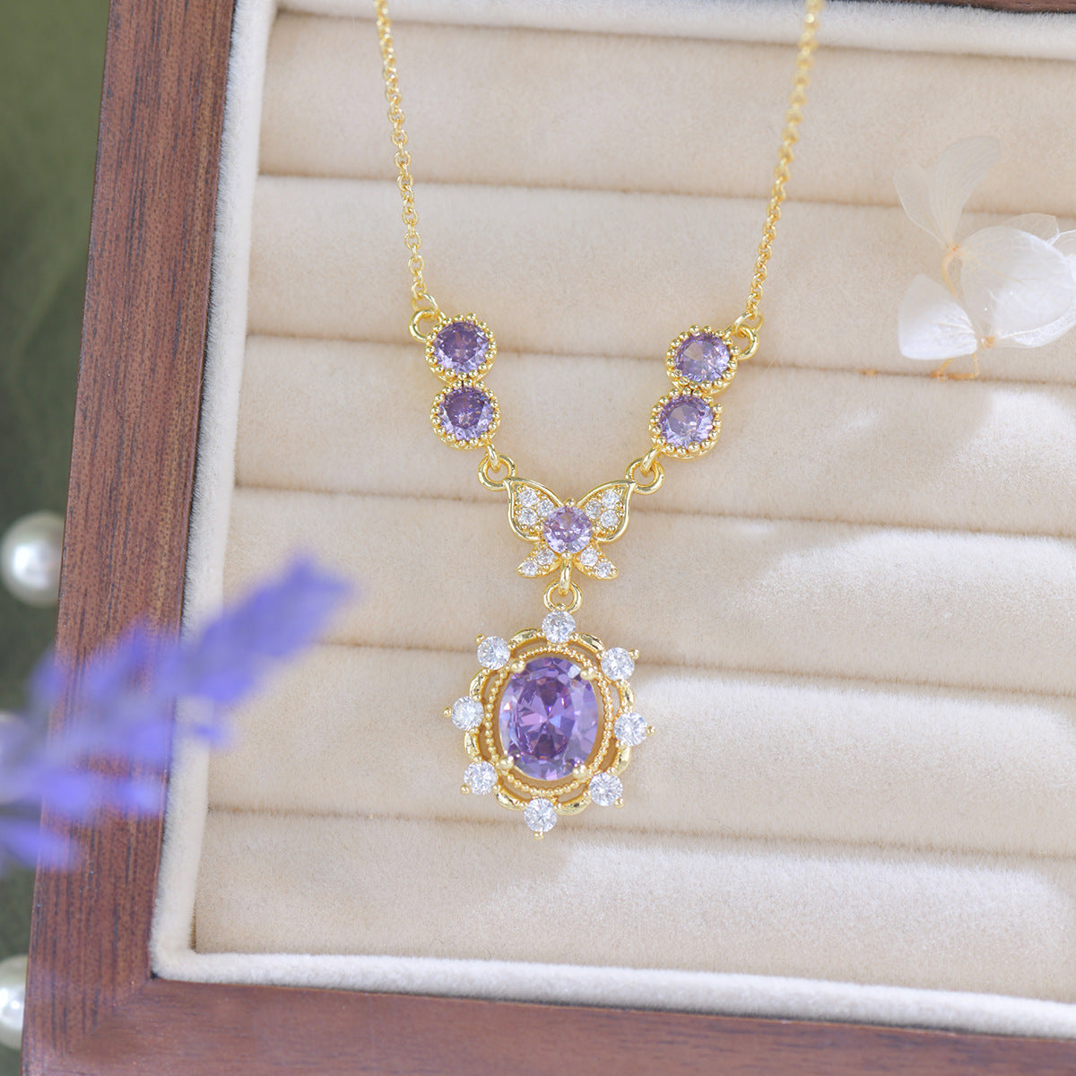 Purple Zircon Lavender Manor Series Butterfly Copper Alloy Set
