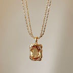 Maillard Double Crystal Pendant Copper Alloy Necklace