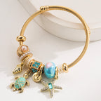 Vintage Beach Vacation Style Diamond-Studded Stainless Steel Bracelet