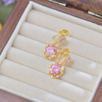 Pink Zircon Exquisite Butterfly French Luxury Copper Alloy Set