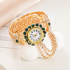 Vintage full diamond tassel quartz bracelet watch